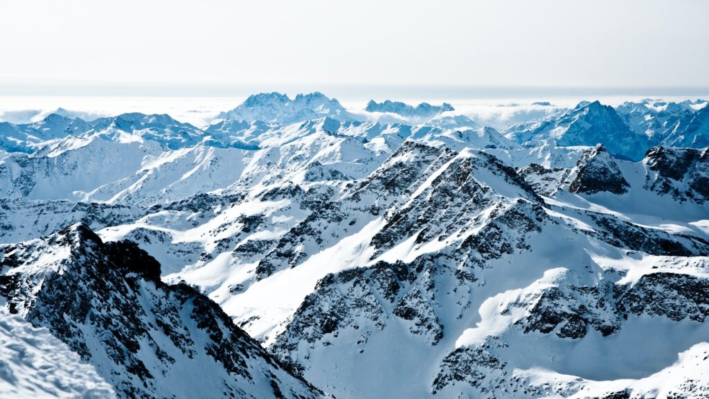 mountaintops in winter, Alps